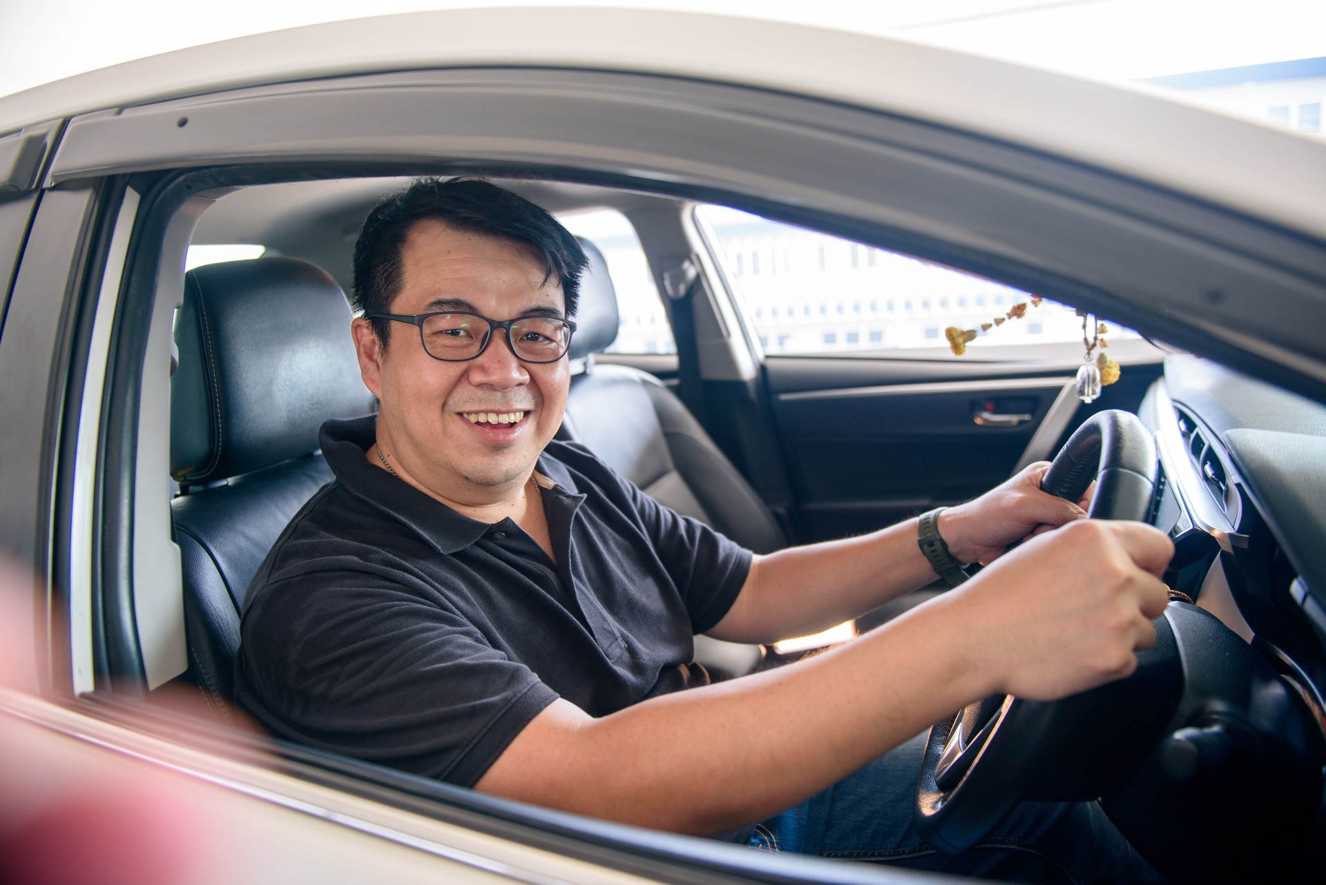 E-hailing driver ready for ride. Uber driver